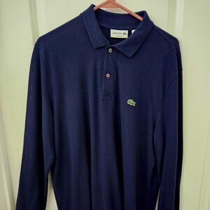 Navy Lacoste Long Sleeve Polo Mens Large
